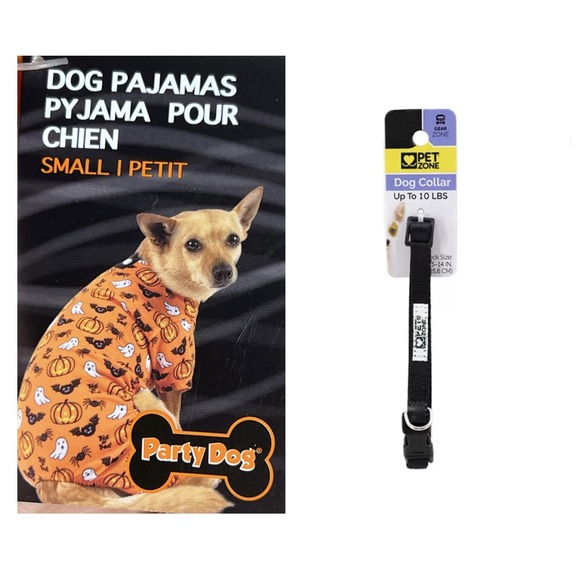 Party Dog & Gear Zone Other - Party Dog Pajamas S/P Halloween Orange Black Pumpkin Ghost Dog Collar Gear Zone